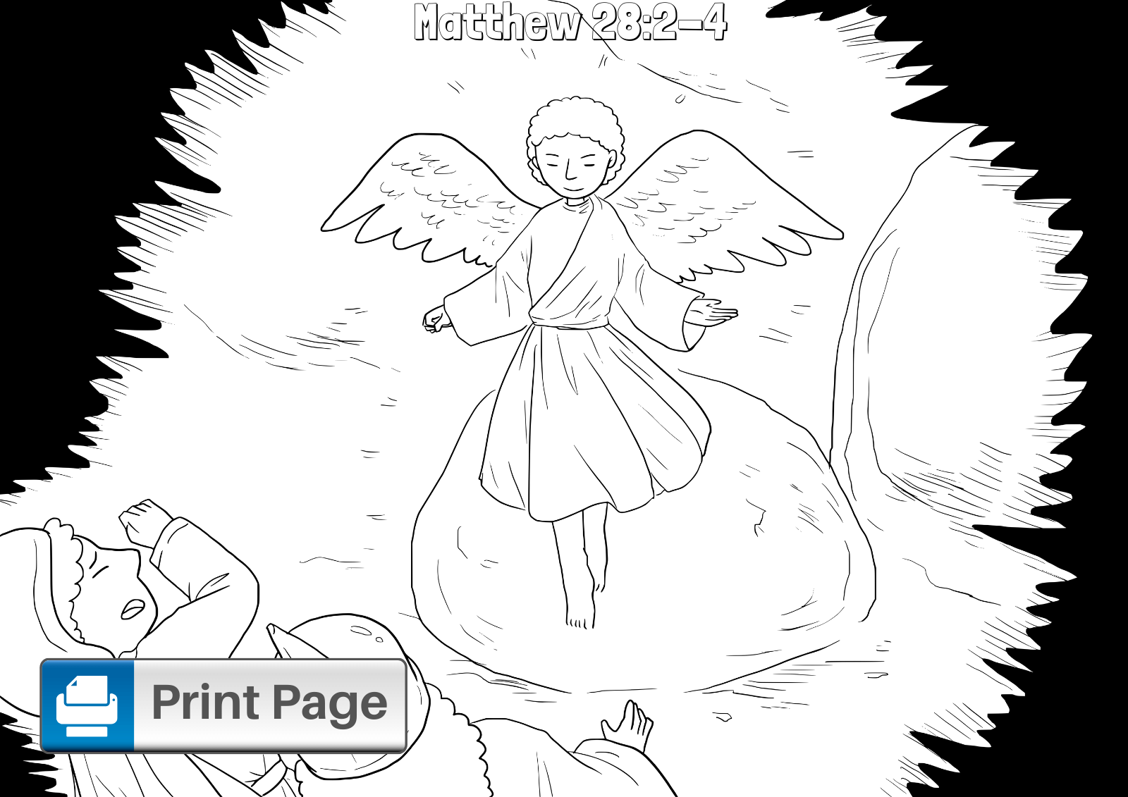 Angel at Jesus Tomb Coloring Page