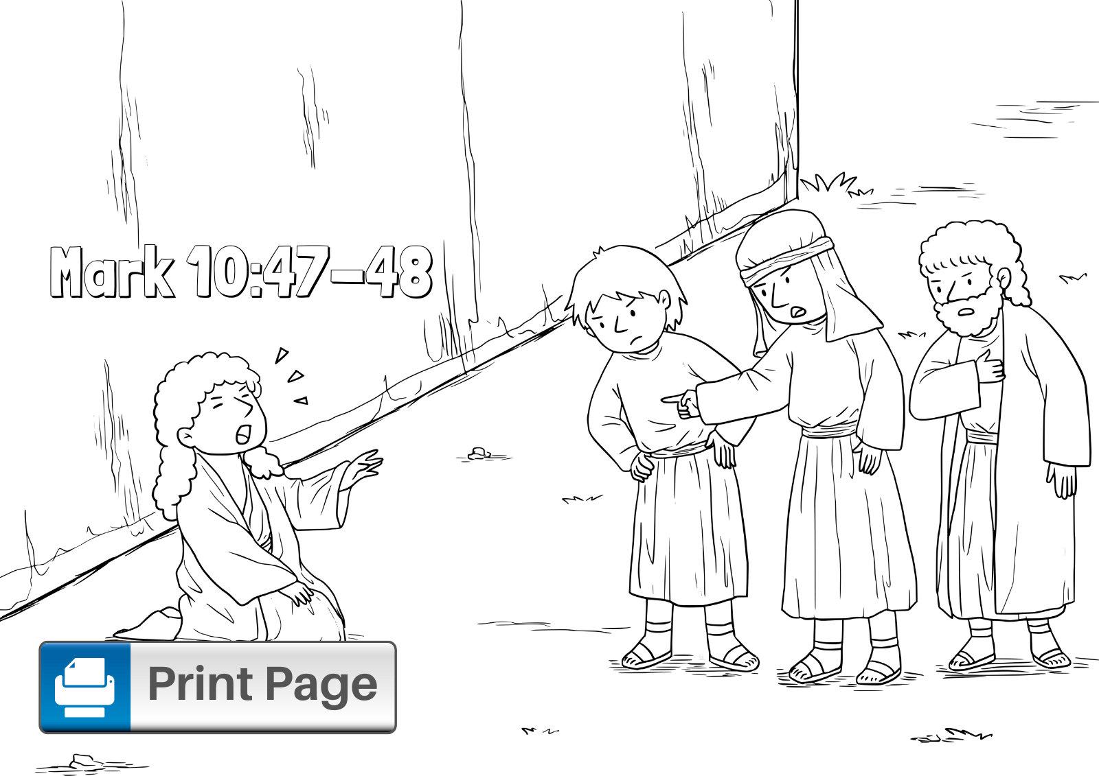 Jesus Heals The Blind Man Coloring Page