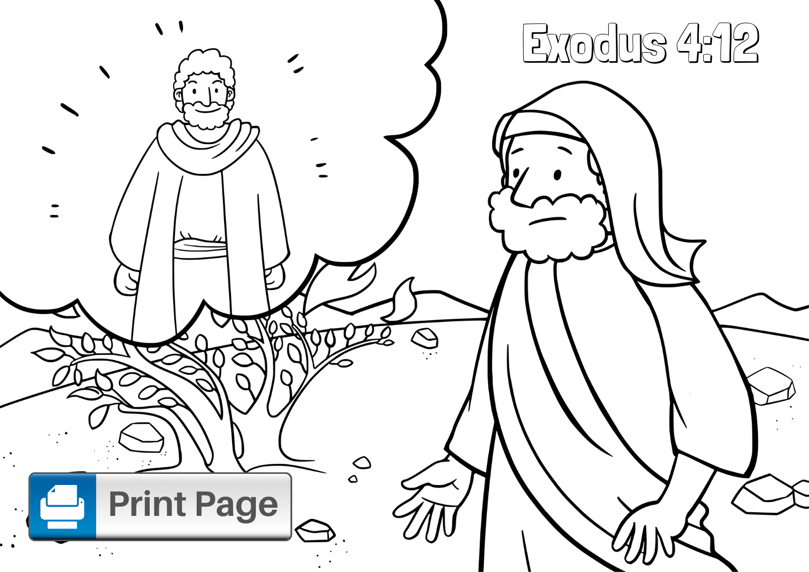 Free Coloring Pages Moses And Burning Bush