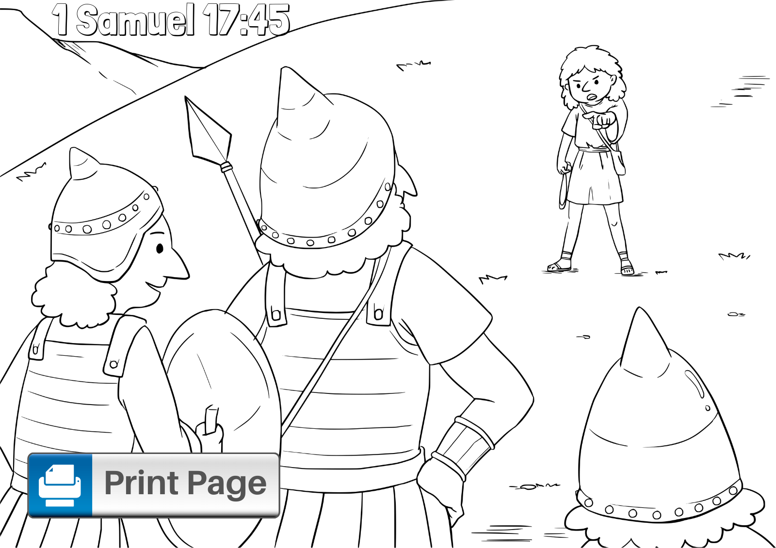 free coloring pages of david and goliath