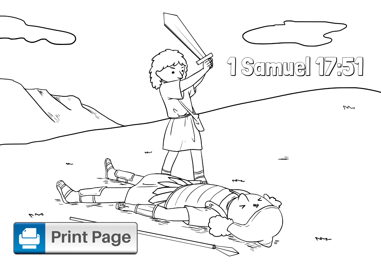 free coloring pages of david and goliath