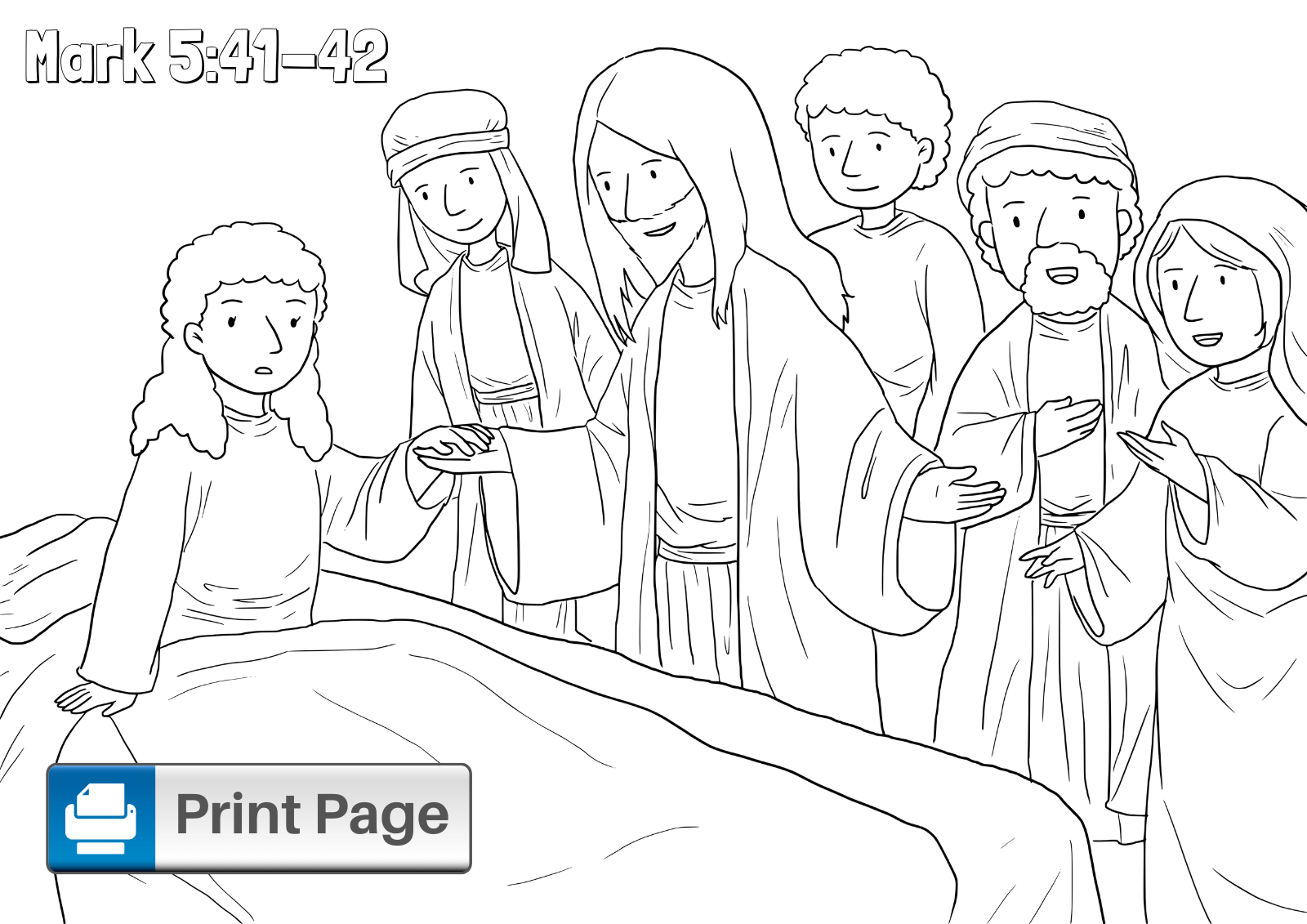 Free Jesus Heals Jairus’ Daughter Coloring Pages (Printable PDFs