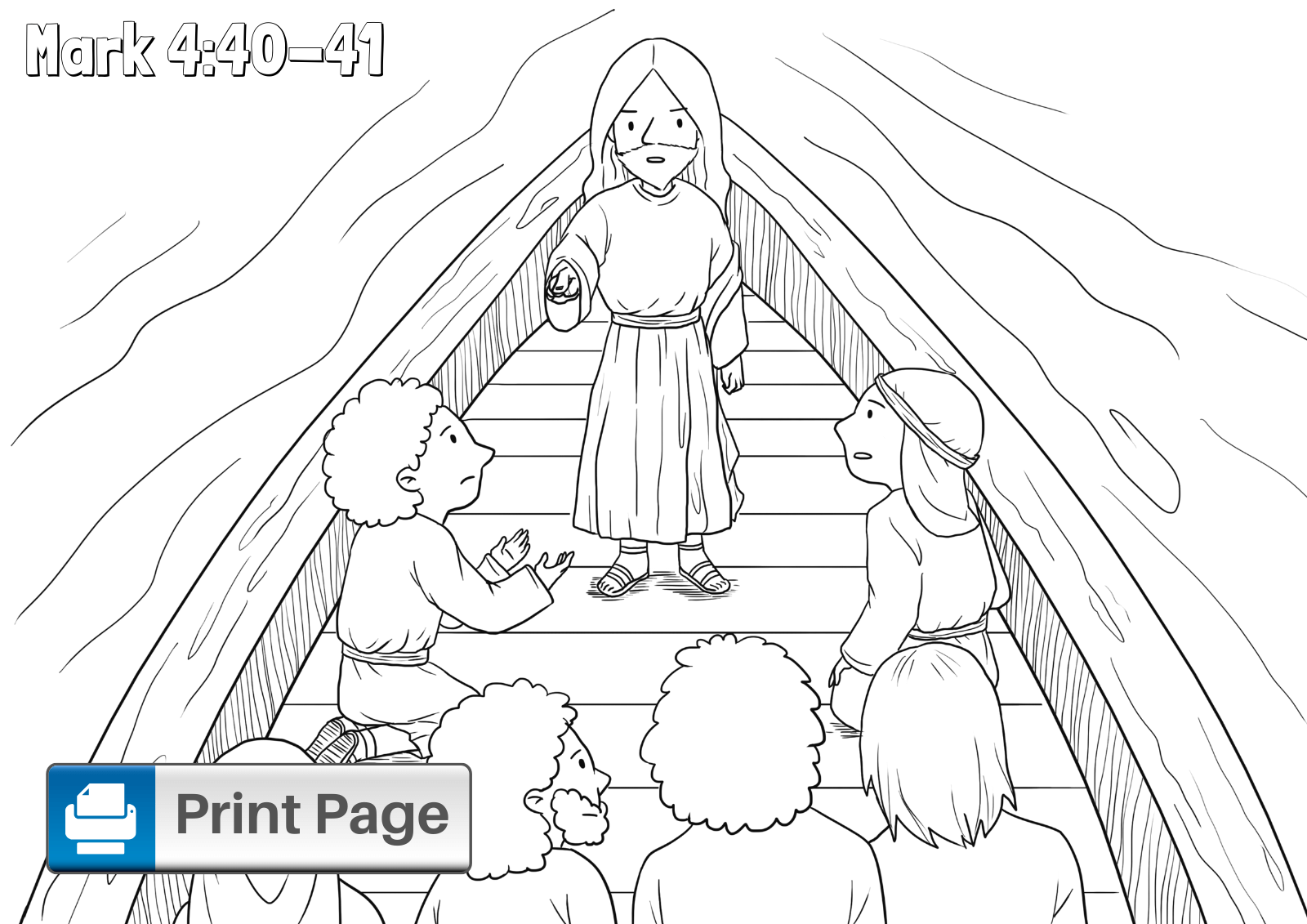 Deep Blue Bible Jesus Calms The Storm Coloring Pages Printable