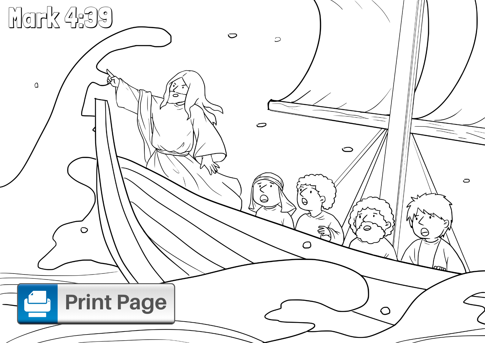 Jesus Calms the Storm Coloring Page