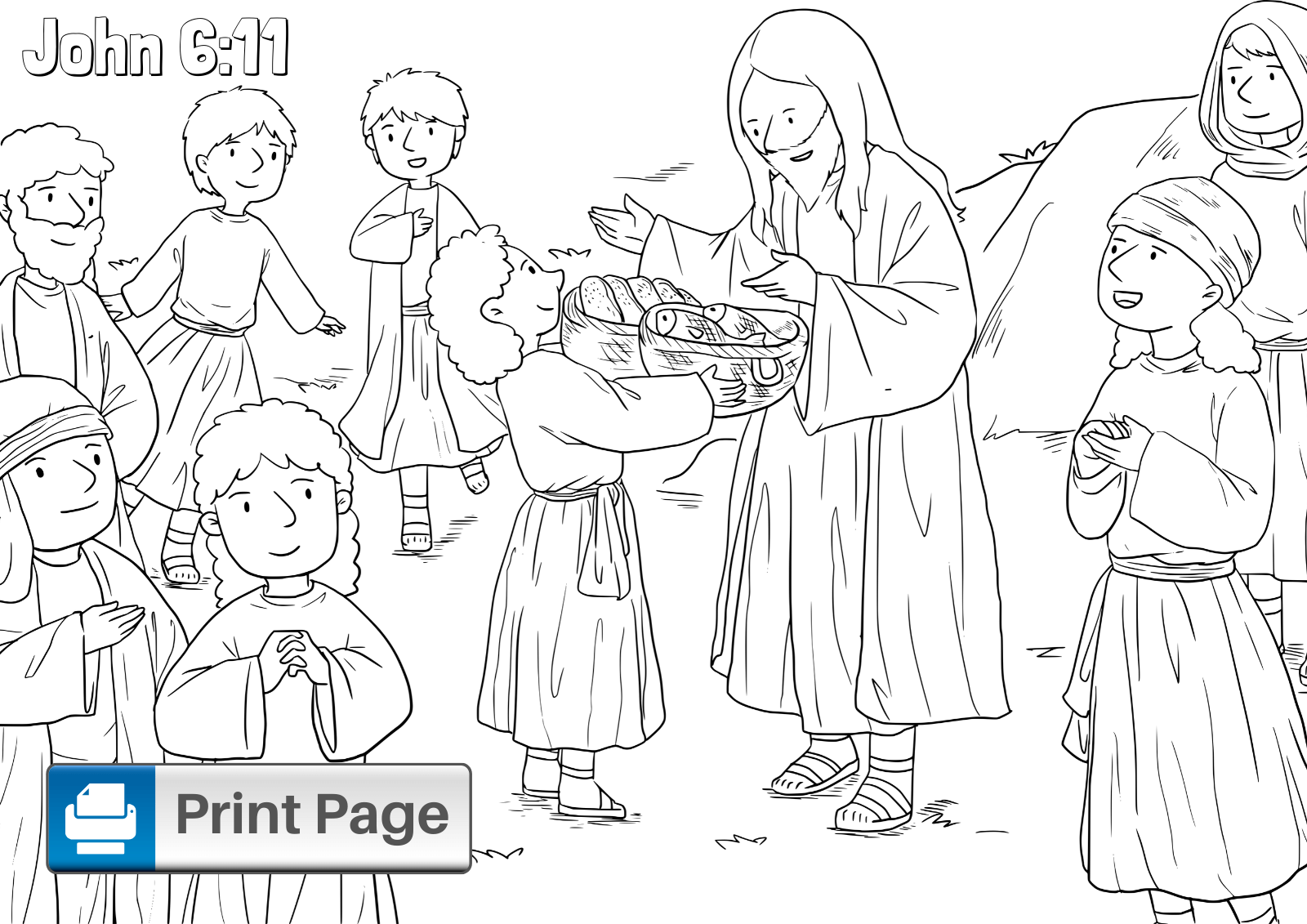 Jesus Fed 5000 Coloring Page