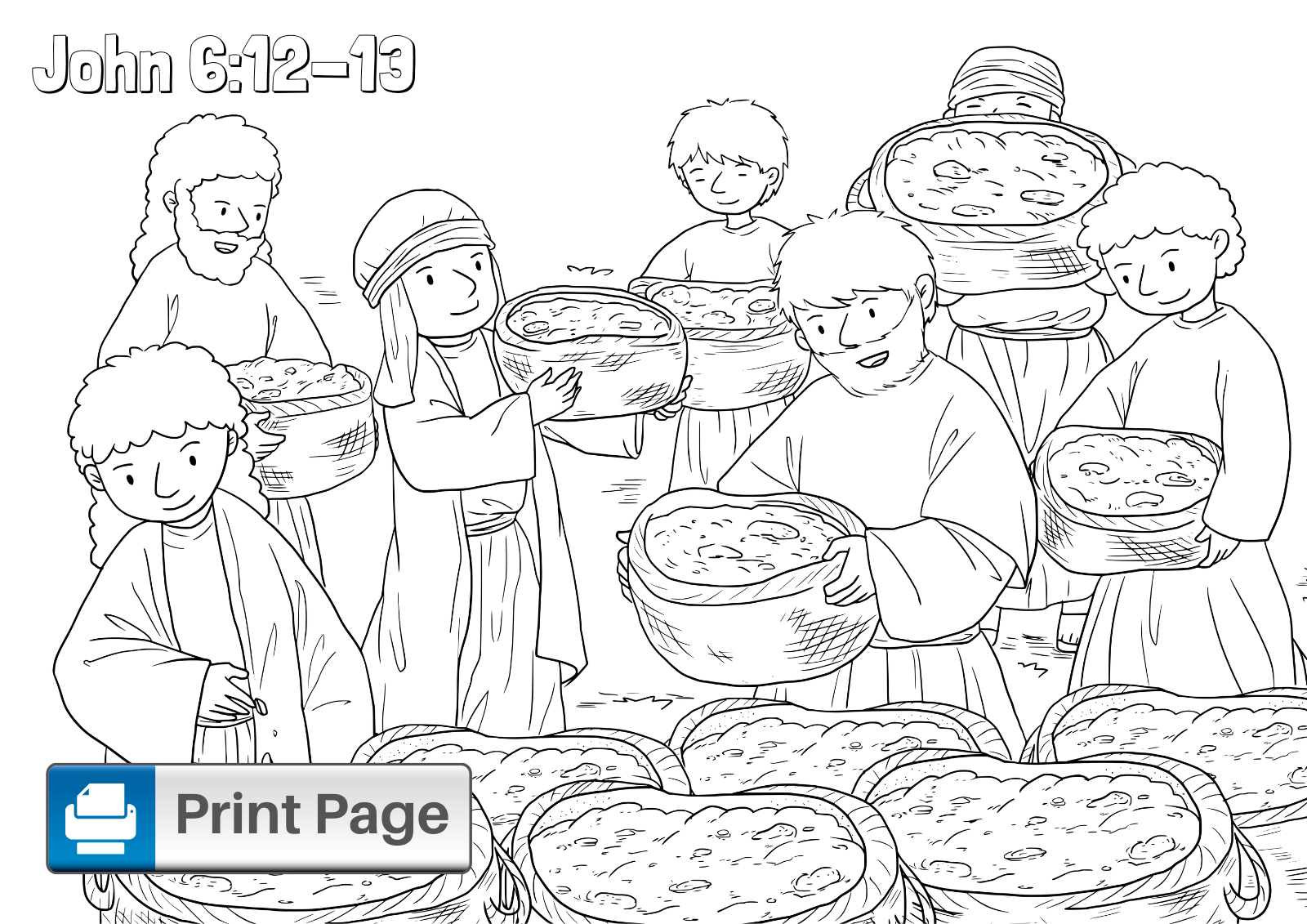 Jesus Feeds the 5000 Coloring Pages for Kids (Printable ...