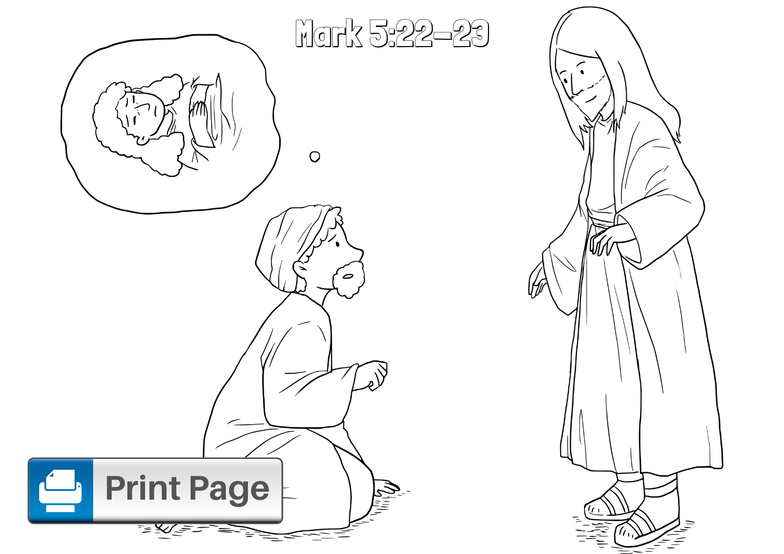 Jesus Heals Jairus Daughter Coloring Sheet