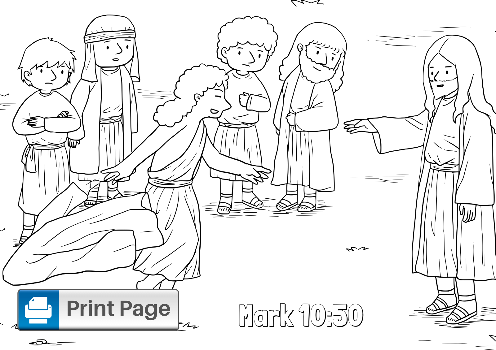 Jesus Heals the Blind Man Coloring Page