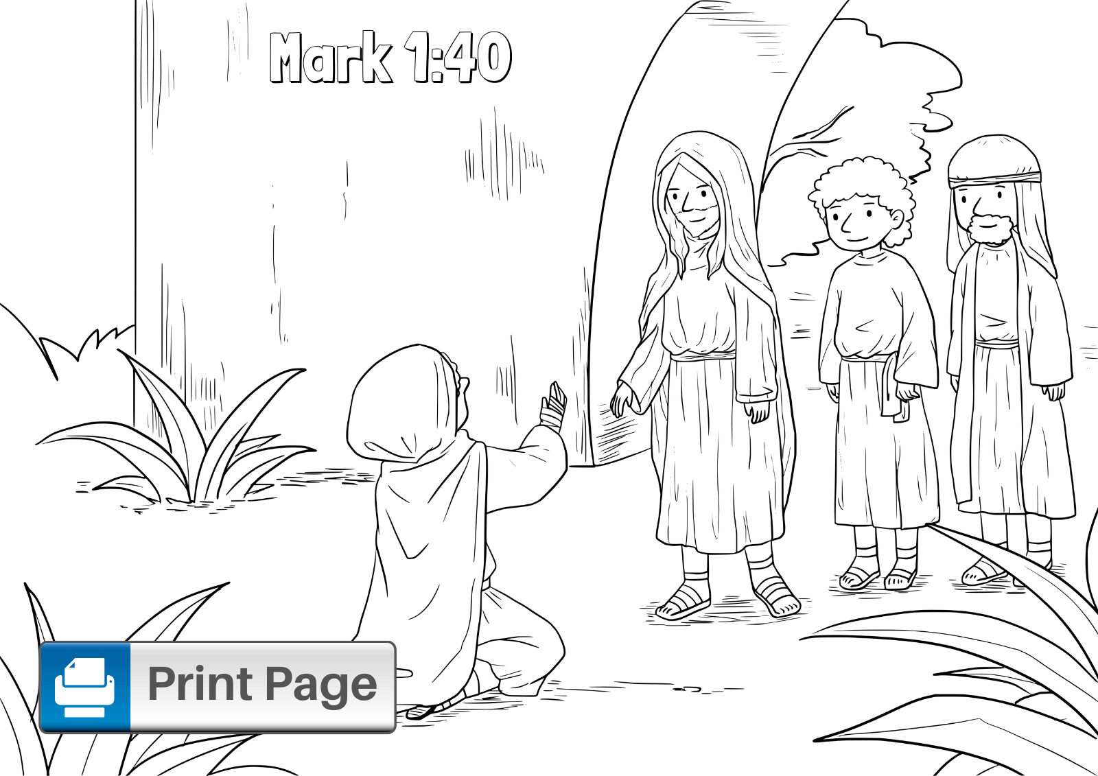 jesus heals 10 lepers coloring pages