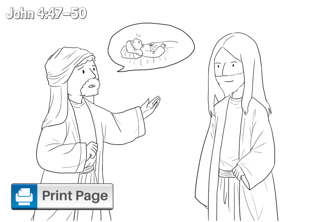 701 Unicorn Jesus Heals The Officials Son Coloring Page with Animal character