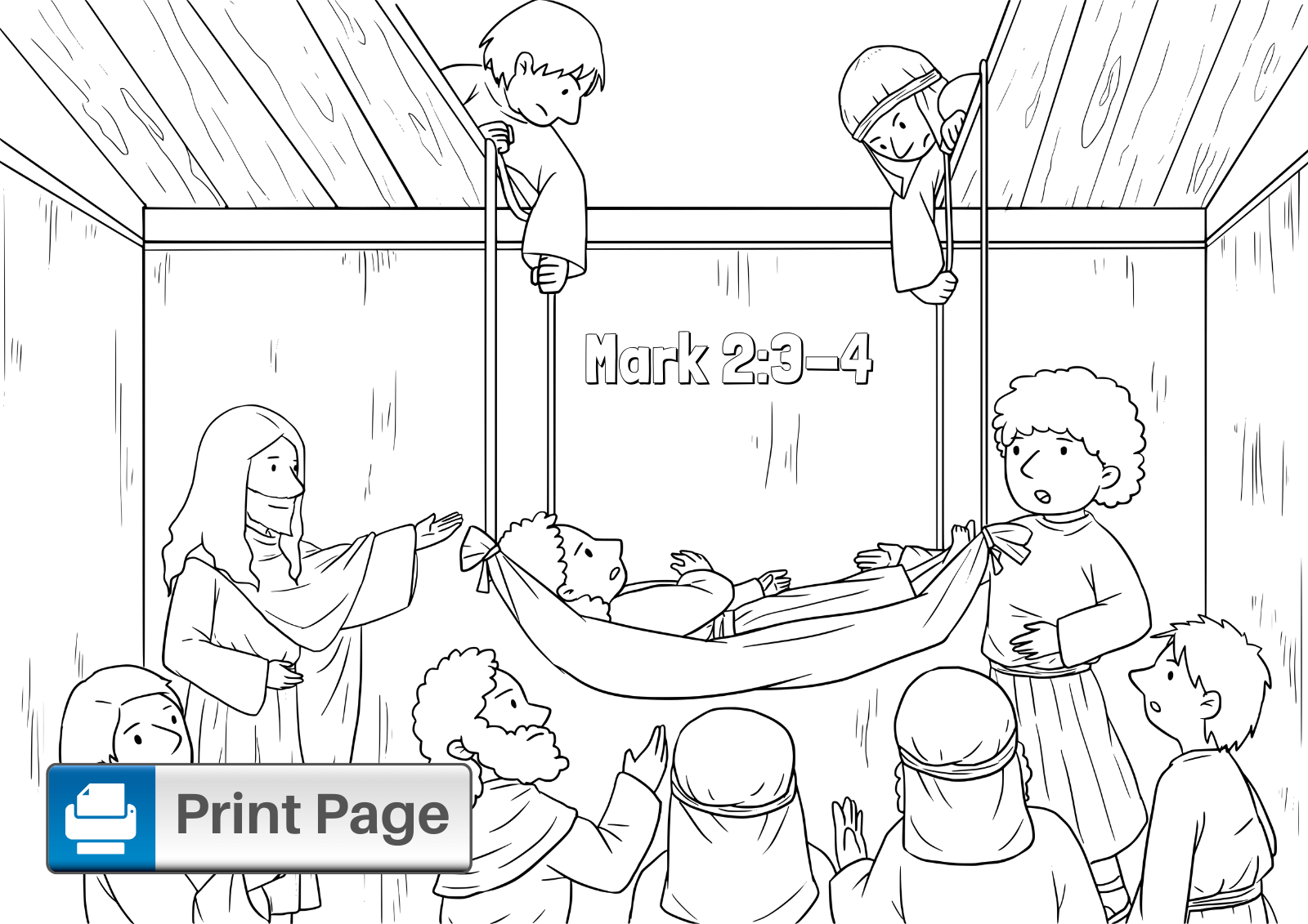 Jesus Heals Paralyzed Man Coloring Page Coloring Pages