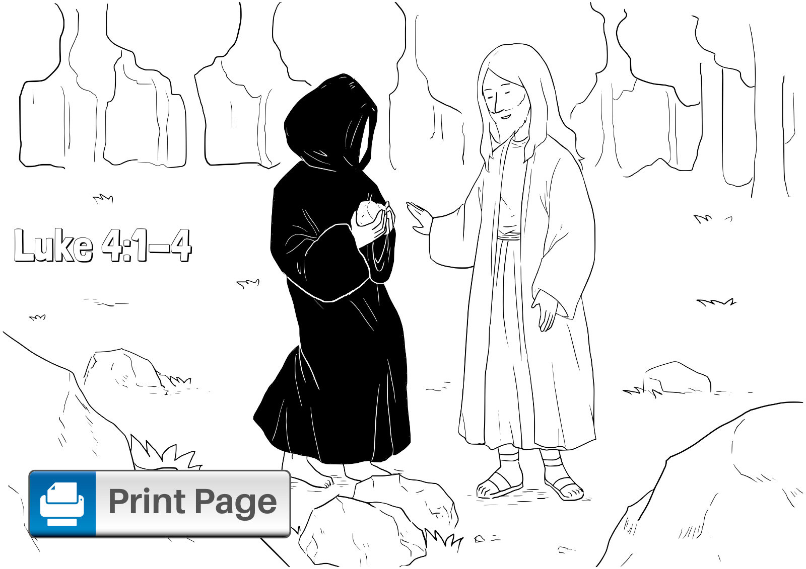 Jesus Tempted in the Desert Coloring Page