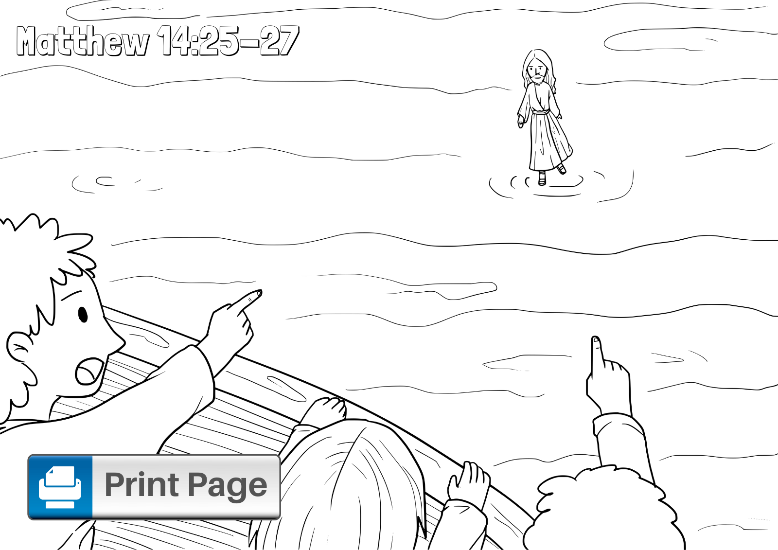 coloring pages peter walks on water