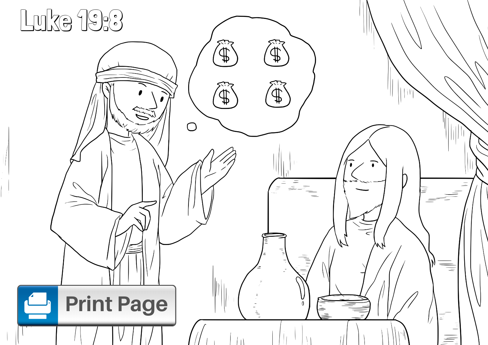 Jesus and Zacchaeus Coloring Page