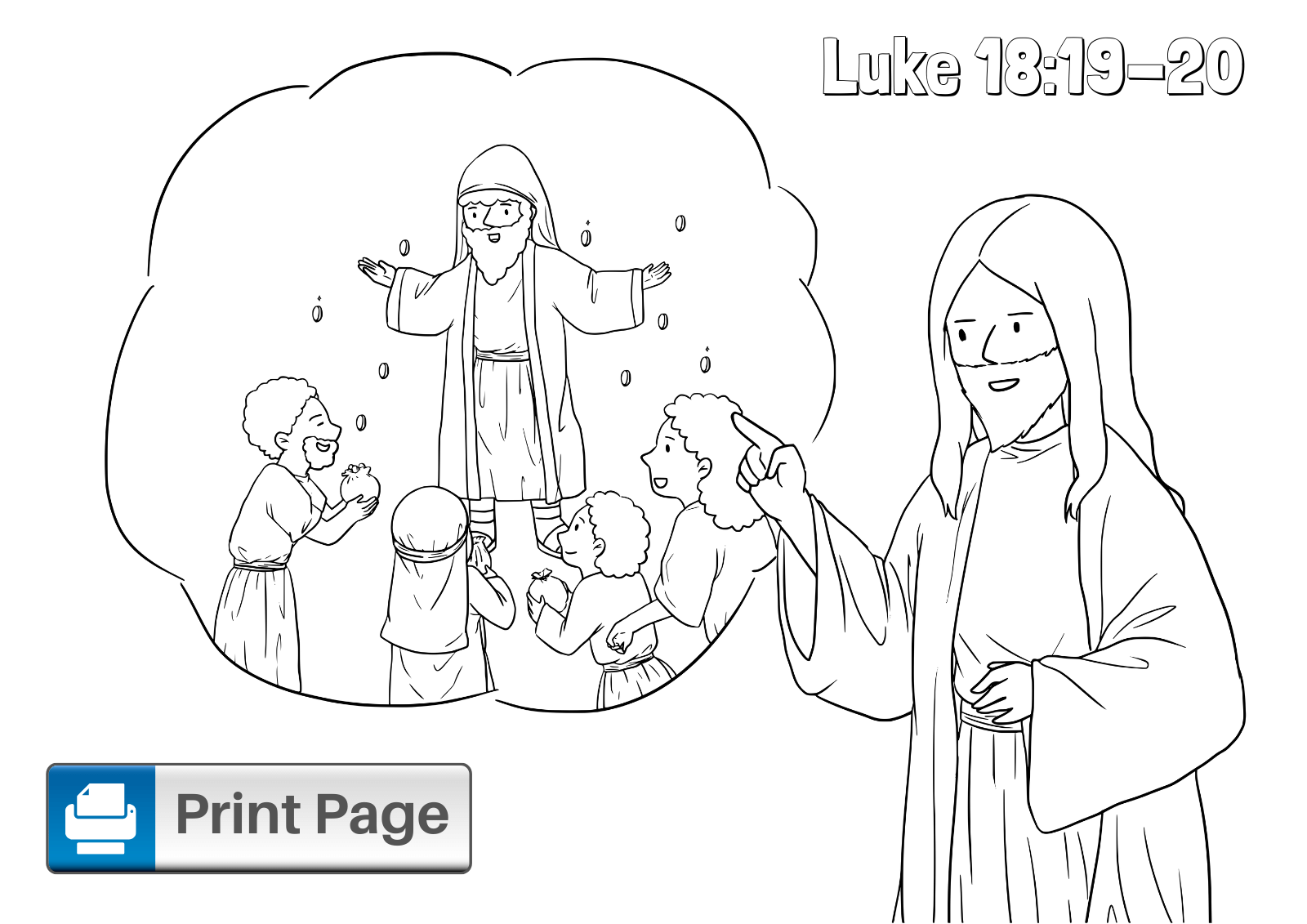 Jesus and the Rich Young Ruler Coloring Page