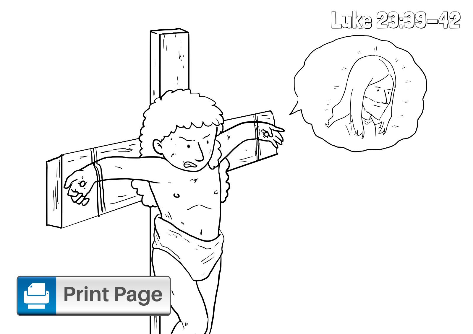 Jesus and the Thief on Cross Coloring Page