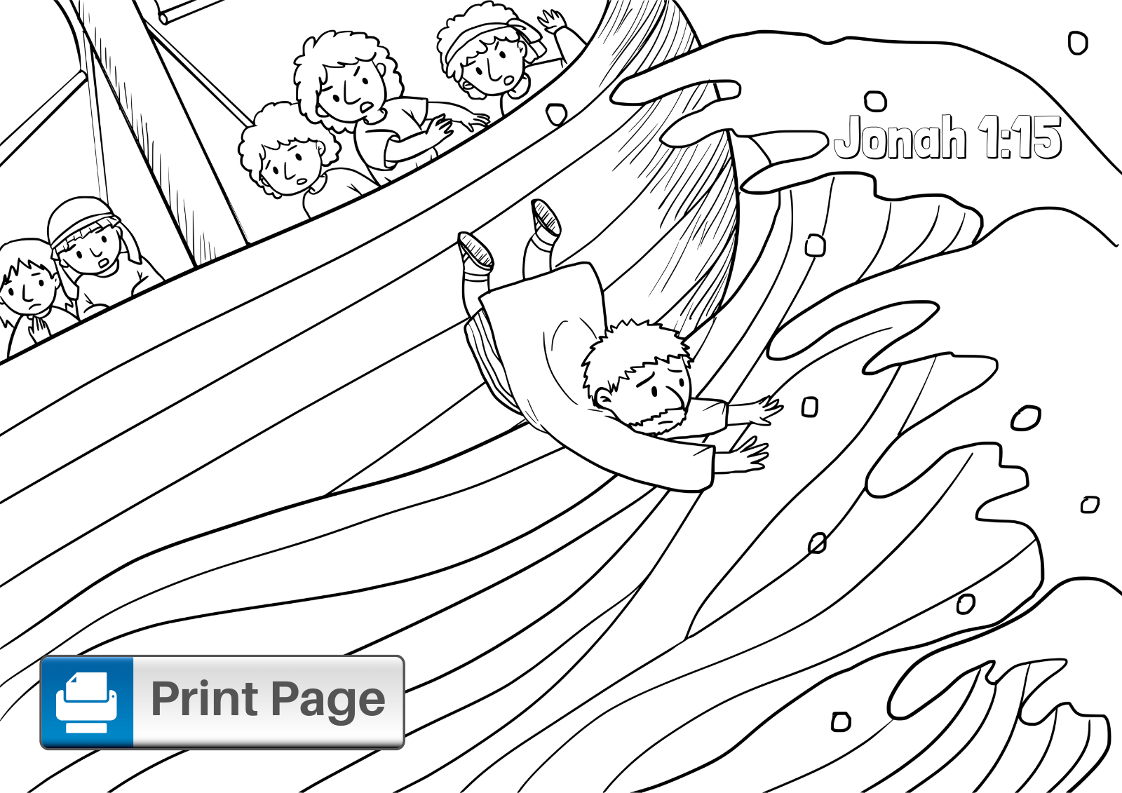 Jonah Bible Story Coloring Page