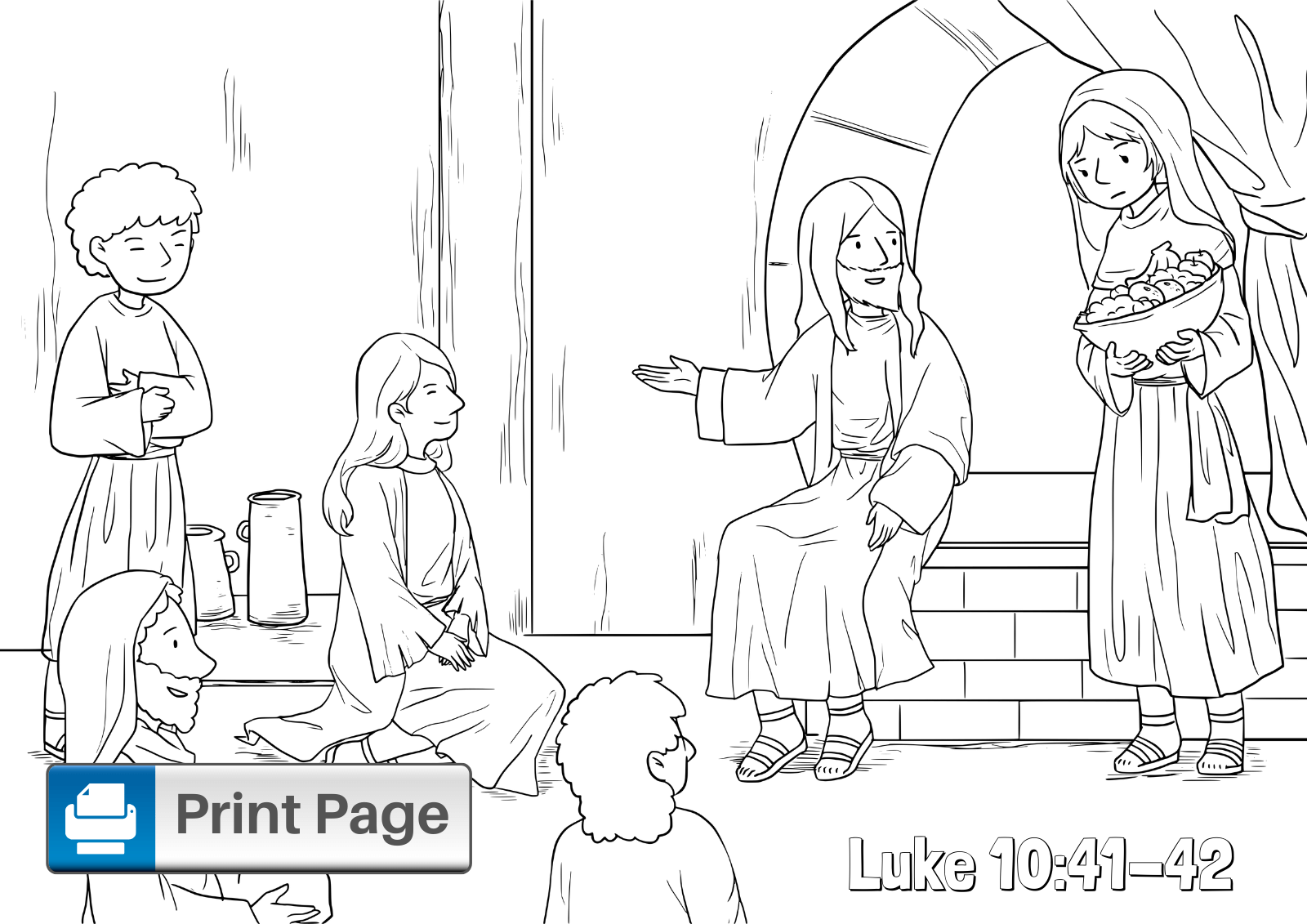 Mary And Martha Coloring Page For Kids