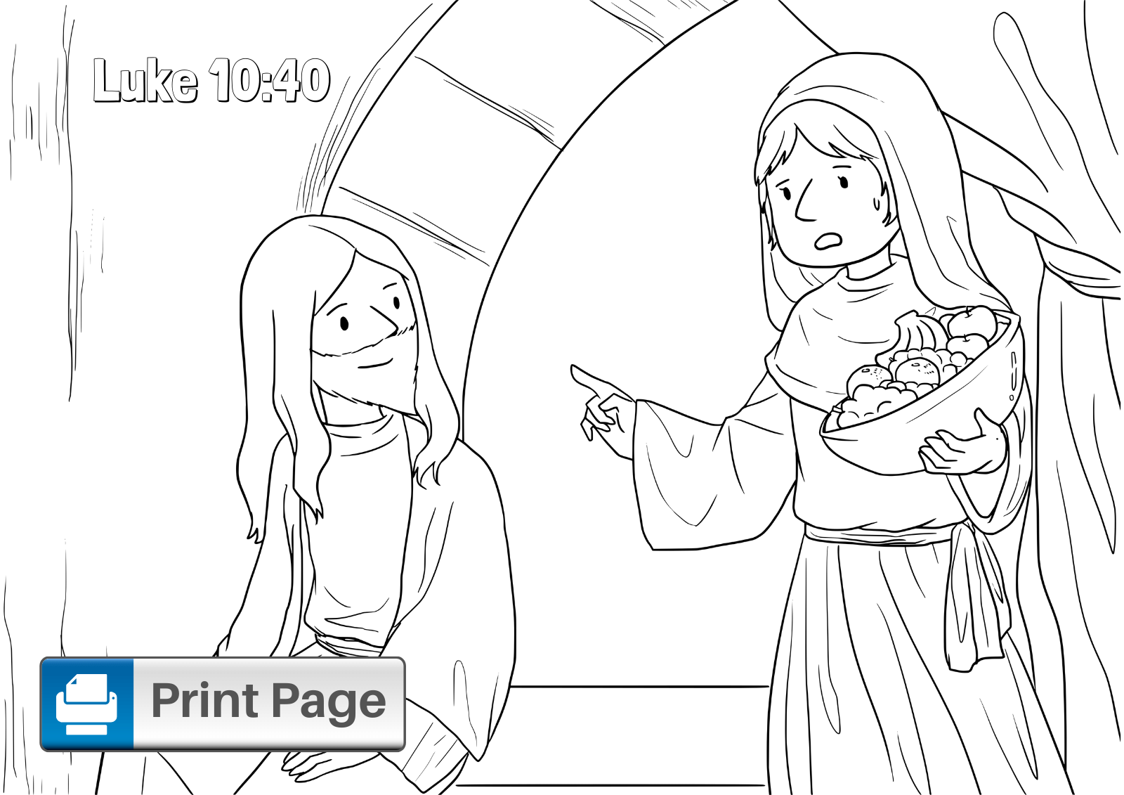 Mary And Martha Bible Coloring Pages