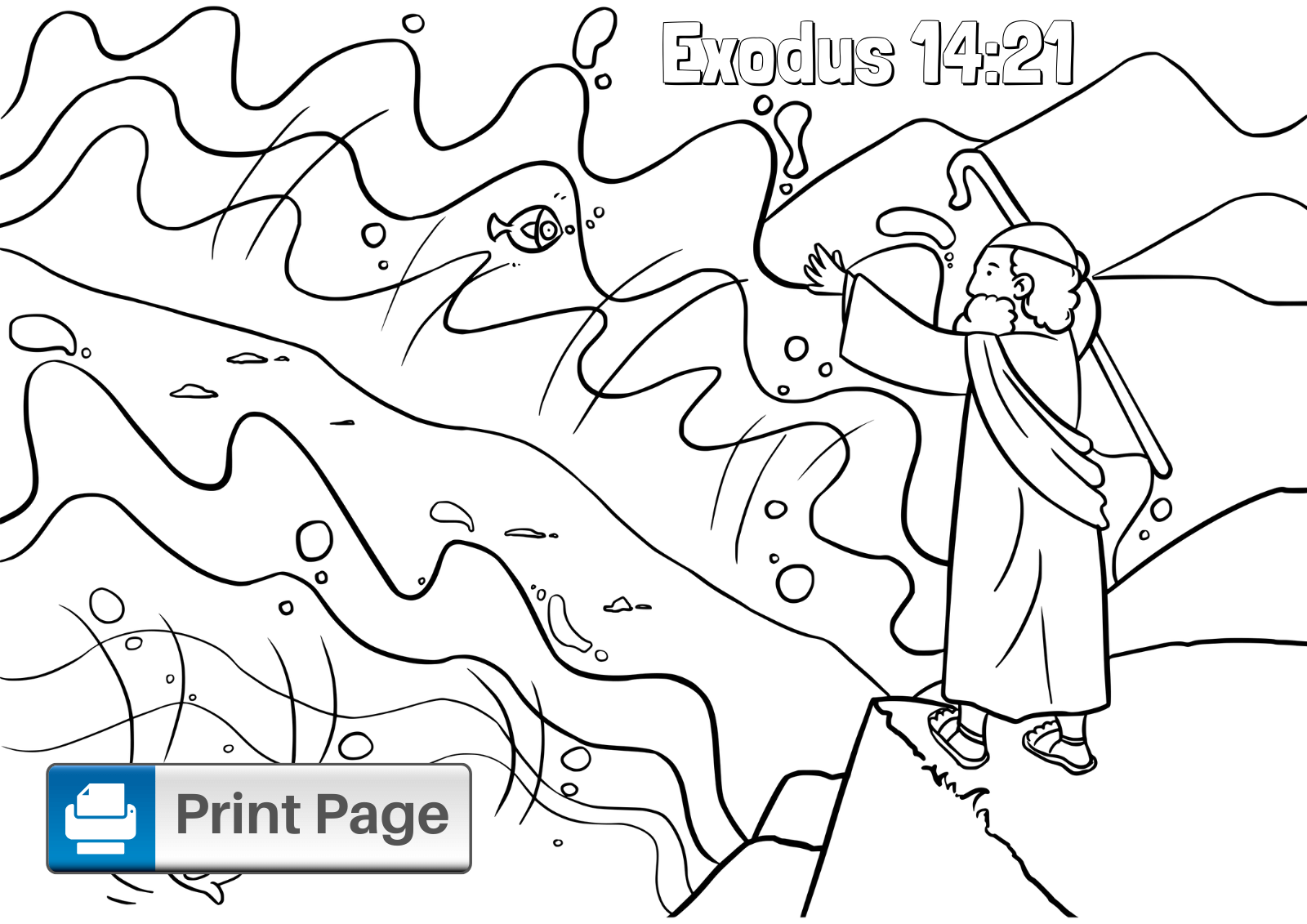 Moses Parting the Red Sea Coloring Page