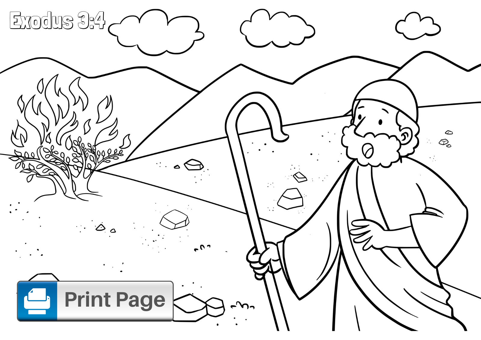 Moses and the Burning Bush Coloring Sheet