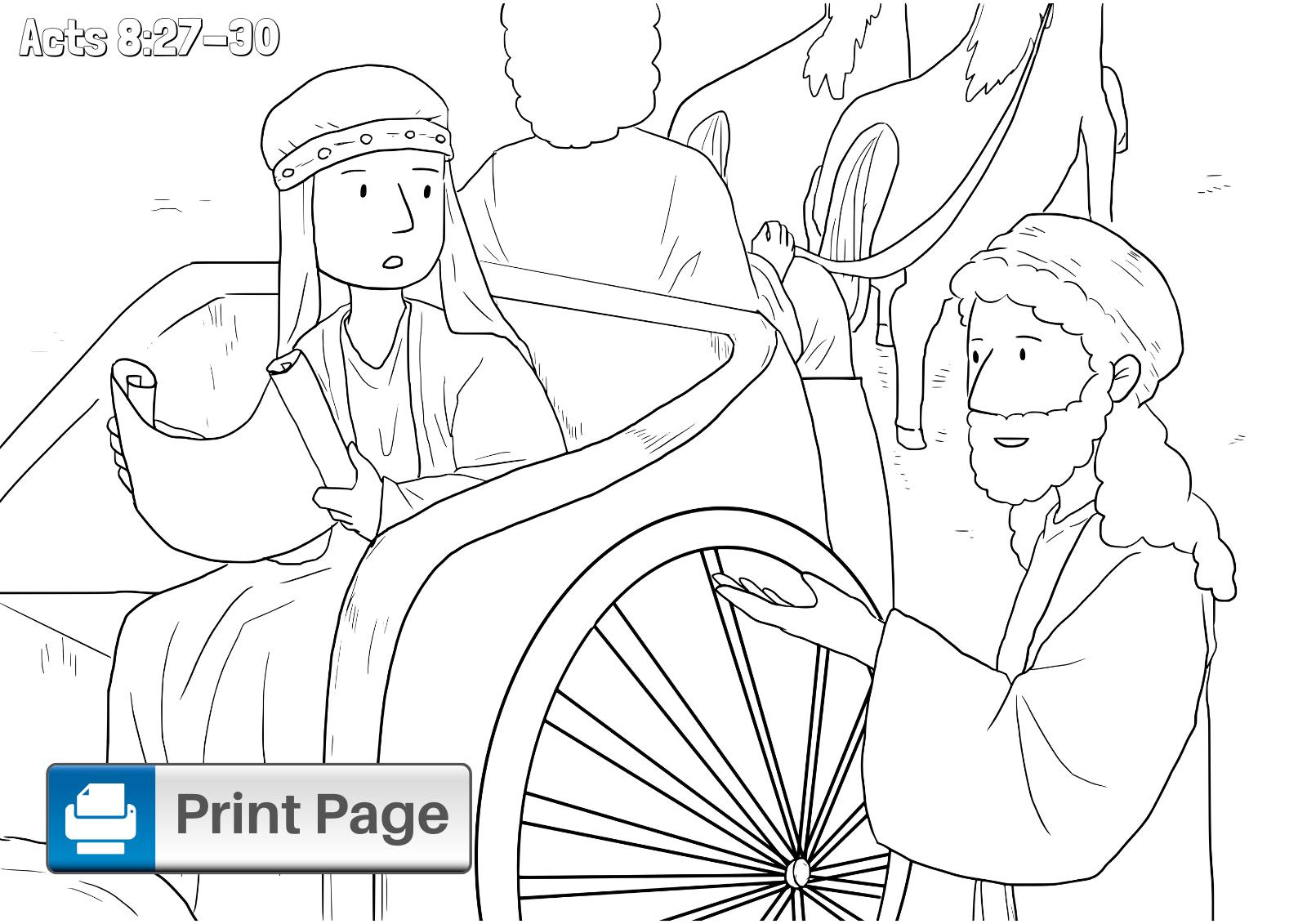 Philip and the Ethiopian Coloring Pages for Kids (Printable PDFs ...