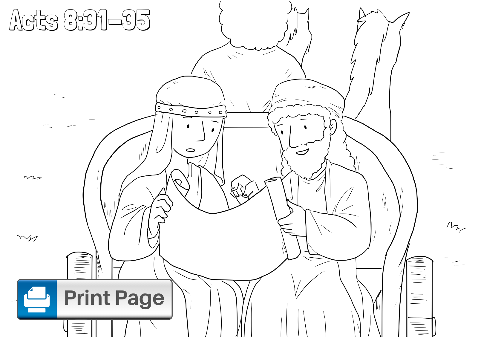 Philip and the Ethiopian Coloring Pages for Kids (Printable PDFs ...