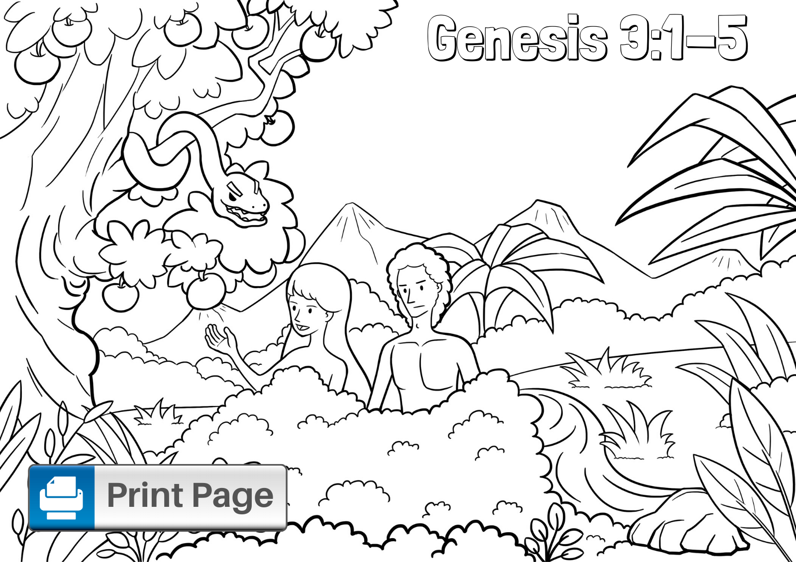 Adam And Eve Preschool Coloring Page